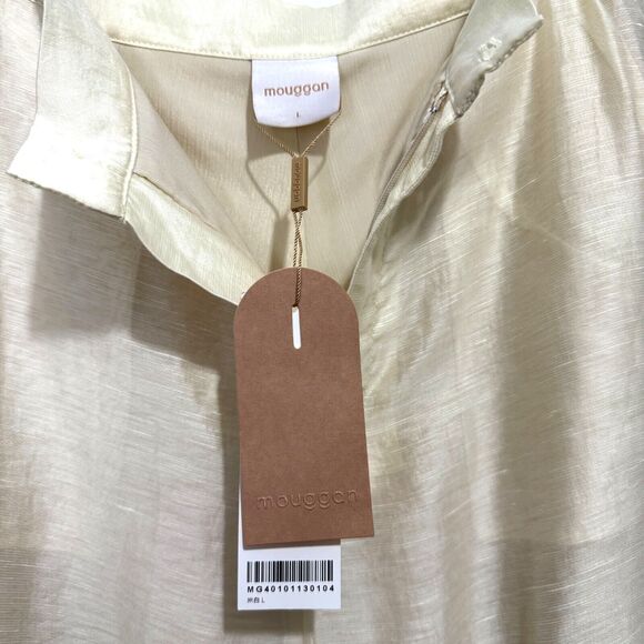 Mouggan Womens Ivory Hemp Blend Semi Lined Formal/Dress Wide Leg Pants Large NWT - Picture 4 of 15